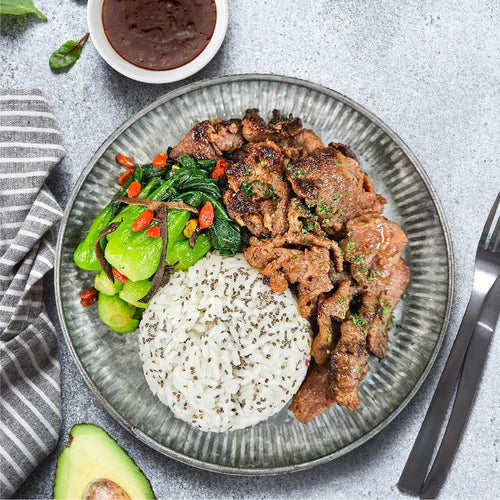Black pepper Beef w/ Chia Seeds Rice