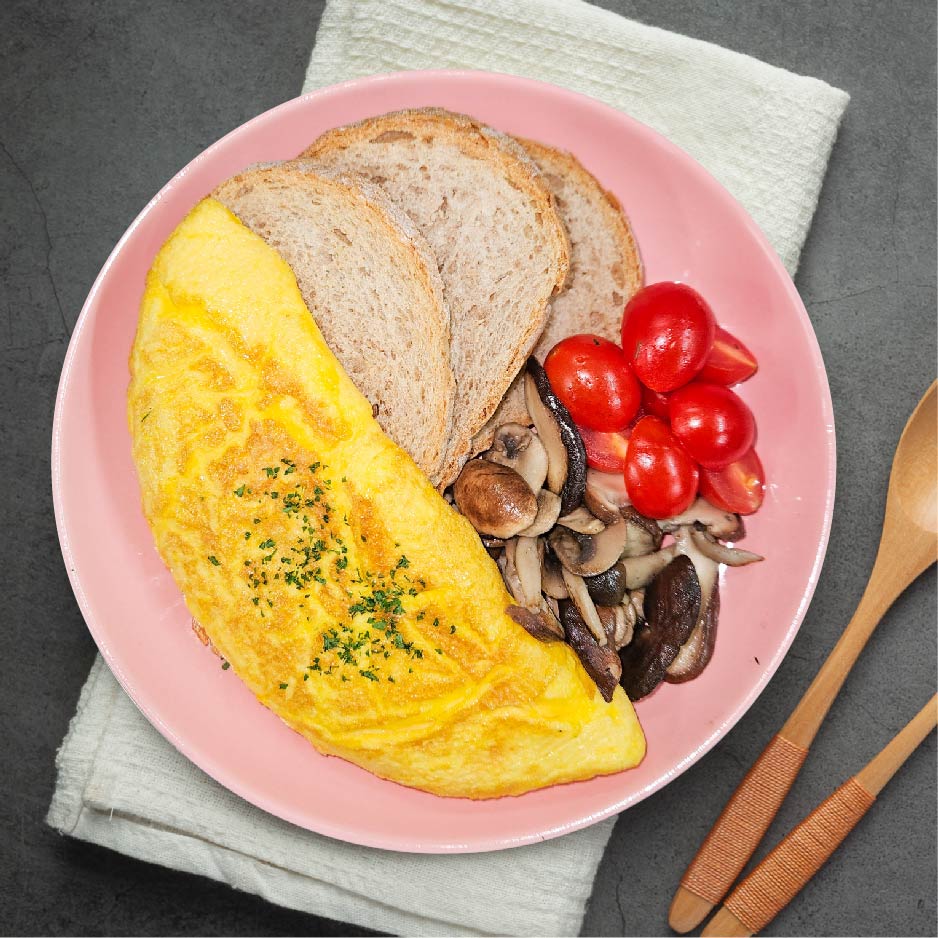 Mix Mushroom Omelette w/ Rye Bread
