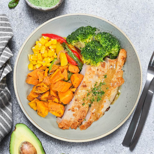 Pork Loin w/ Sweet Potato & Honey Mustard Sauce