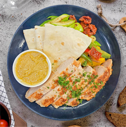 Pork Loin w/ Cumin Hummus & Wholewheat Tortilla