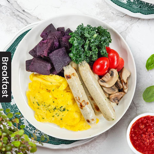 Scrambled Eggs w/ Chicken Sausages & Sweet Potatoes 炒蛋配雞肉香腸及番薯 (Mon)