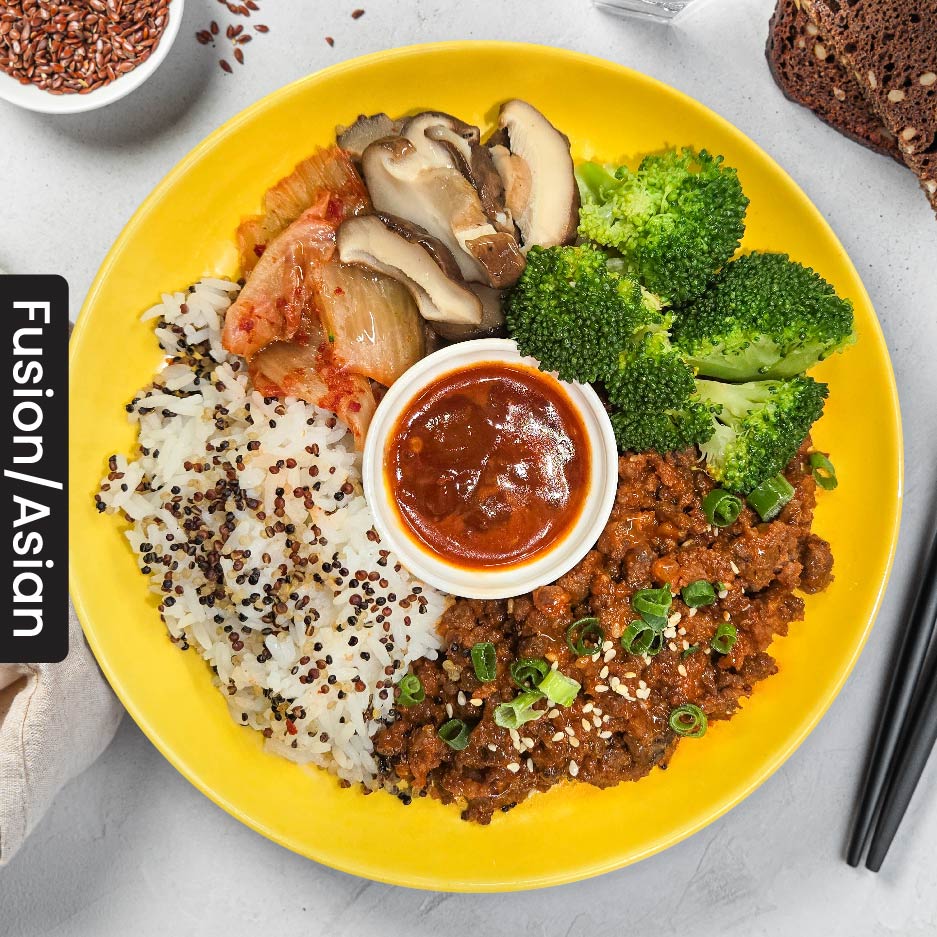 B6. Korean Beef Bibimbap w/ Jasmine Rice & Chia Seeds (Mon)