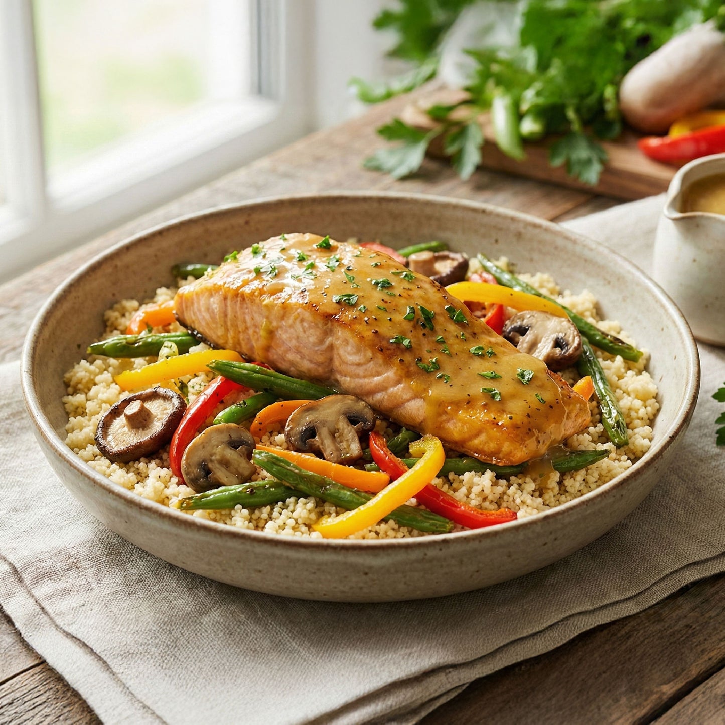 Honey Mustard Salmon with Couscous