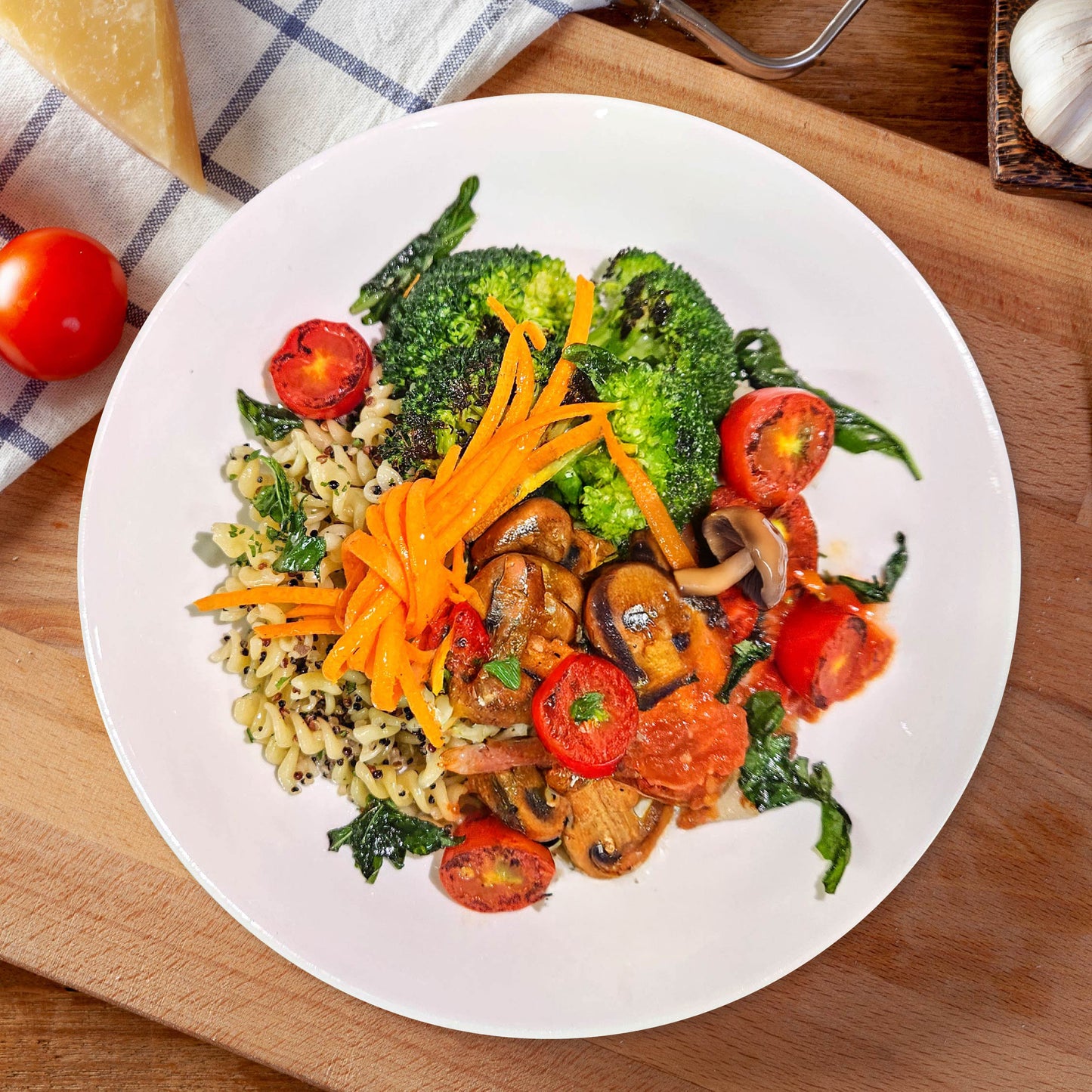 D. Mix Mushrooms Quinoa Pasta W/ Sautee Vegetables And Marinara Sauce