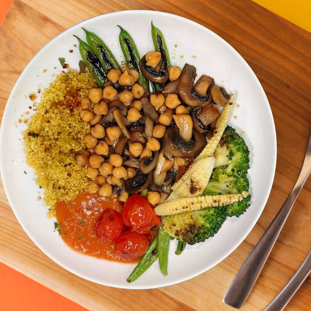 B. Mix Mushrooms and Chickpeas Promedore W/ Healthy Greens And Italian Couscous Mix Rice