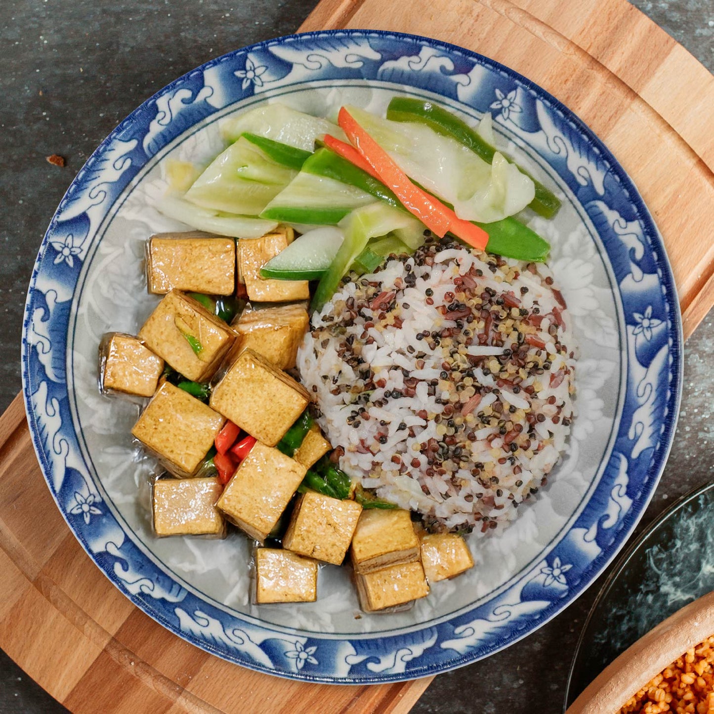 D. Tao O Seafood Beancurd W/ Seasonal Greens And Jasmine Rice