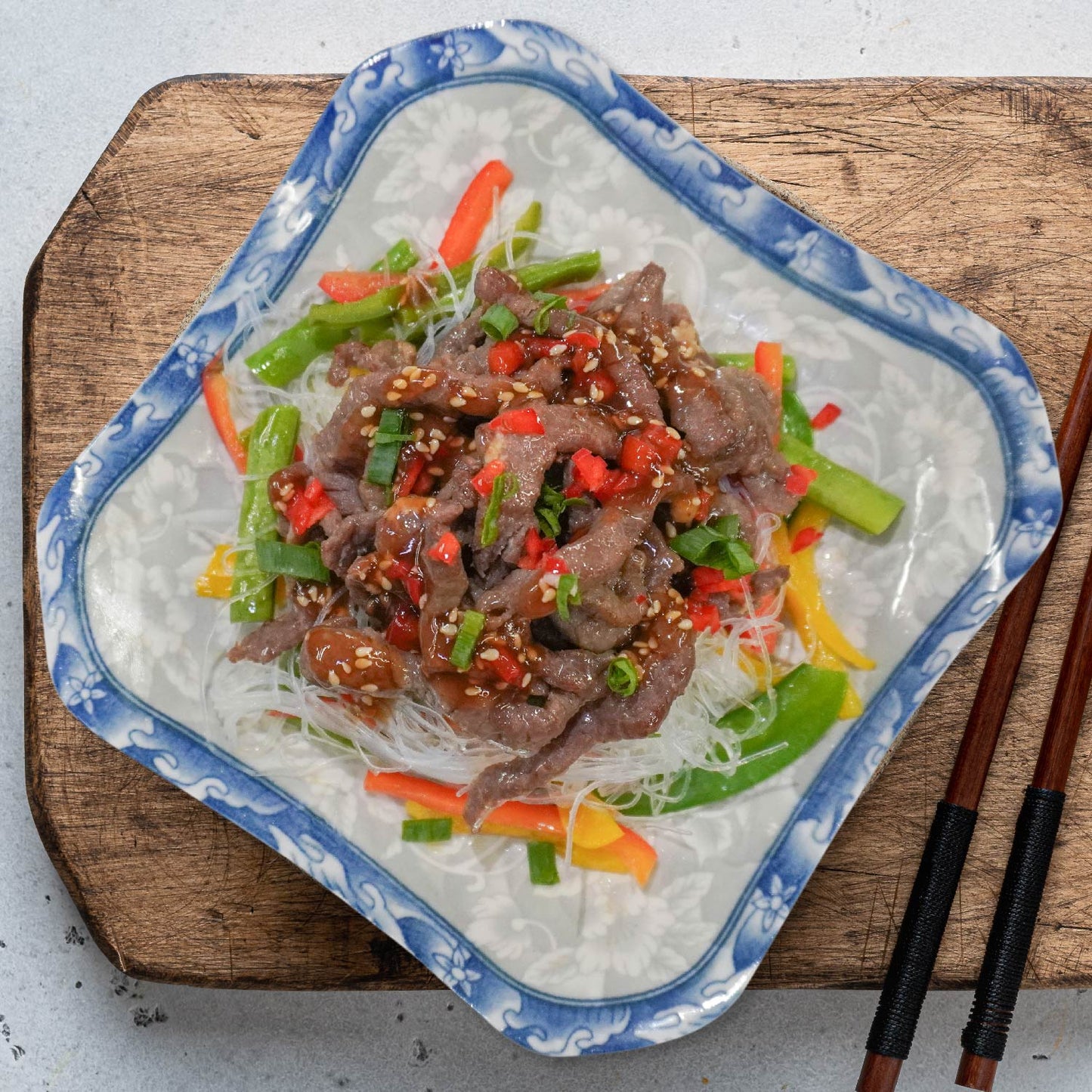 Ma La Chilli Beef W/ Seasonal Vegetable And Healthy stifry Vermcelli Noodles