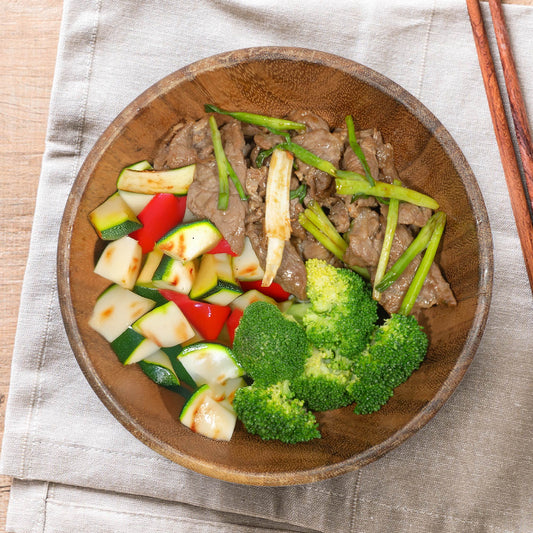 Stir Fry Beef W/ Chinese Leeks And Sauteed Greens