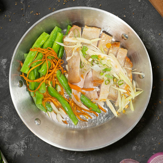 Grilled Pork Loin W/ Chinese Miso Sauce, Asian Greens