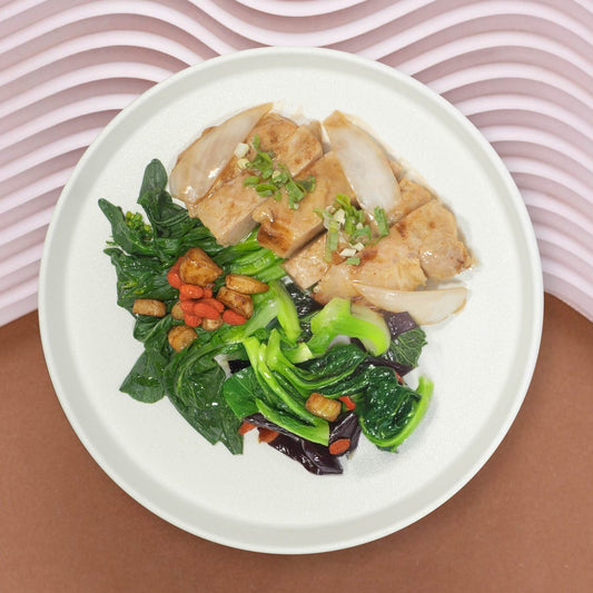 Braised Pork Loin W/ Onion, Seasonal Vegetabless