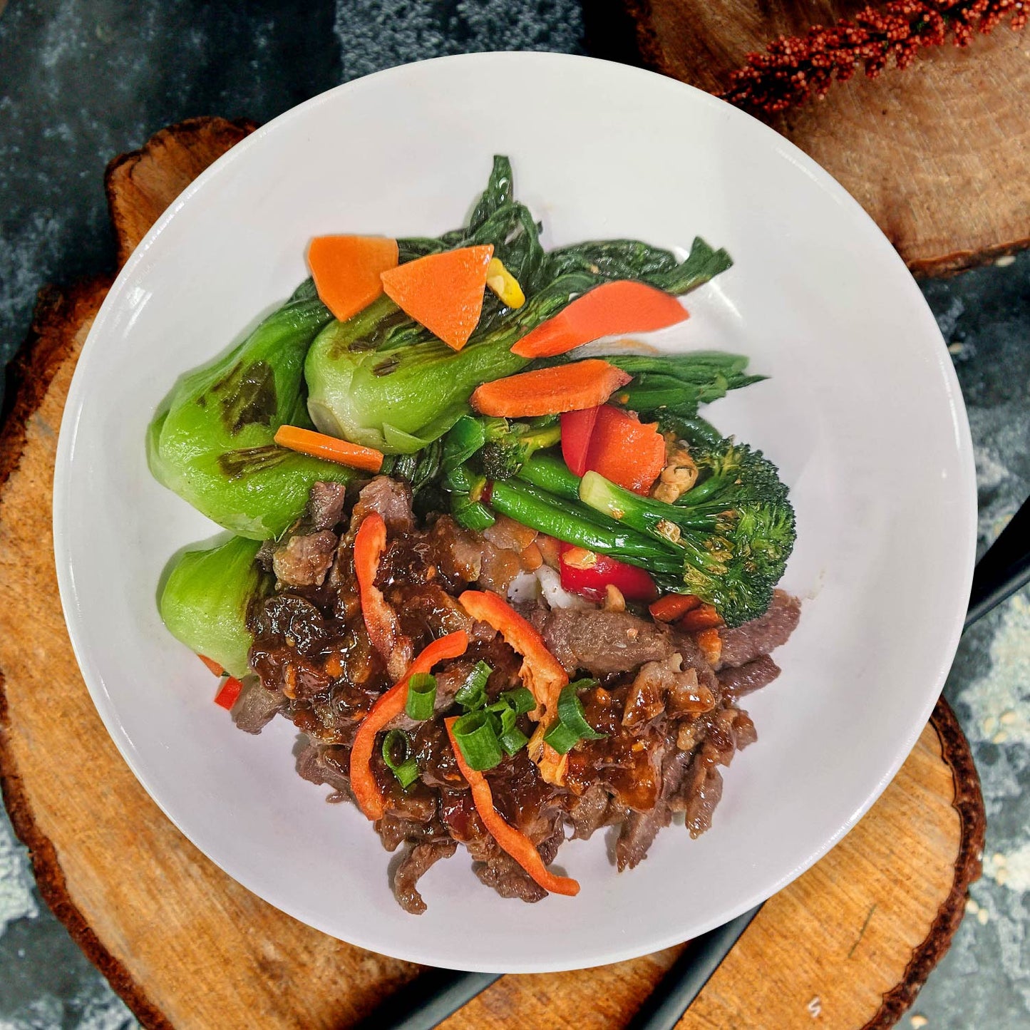 Satay Beef W/ Seasonal Vegetables