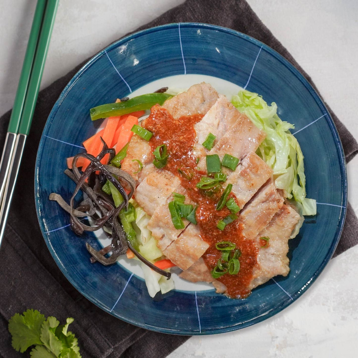 Shanghai Style Pork Chop W/ Healthy Greens And Chinese Sesame Sauce
