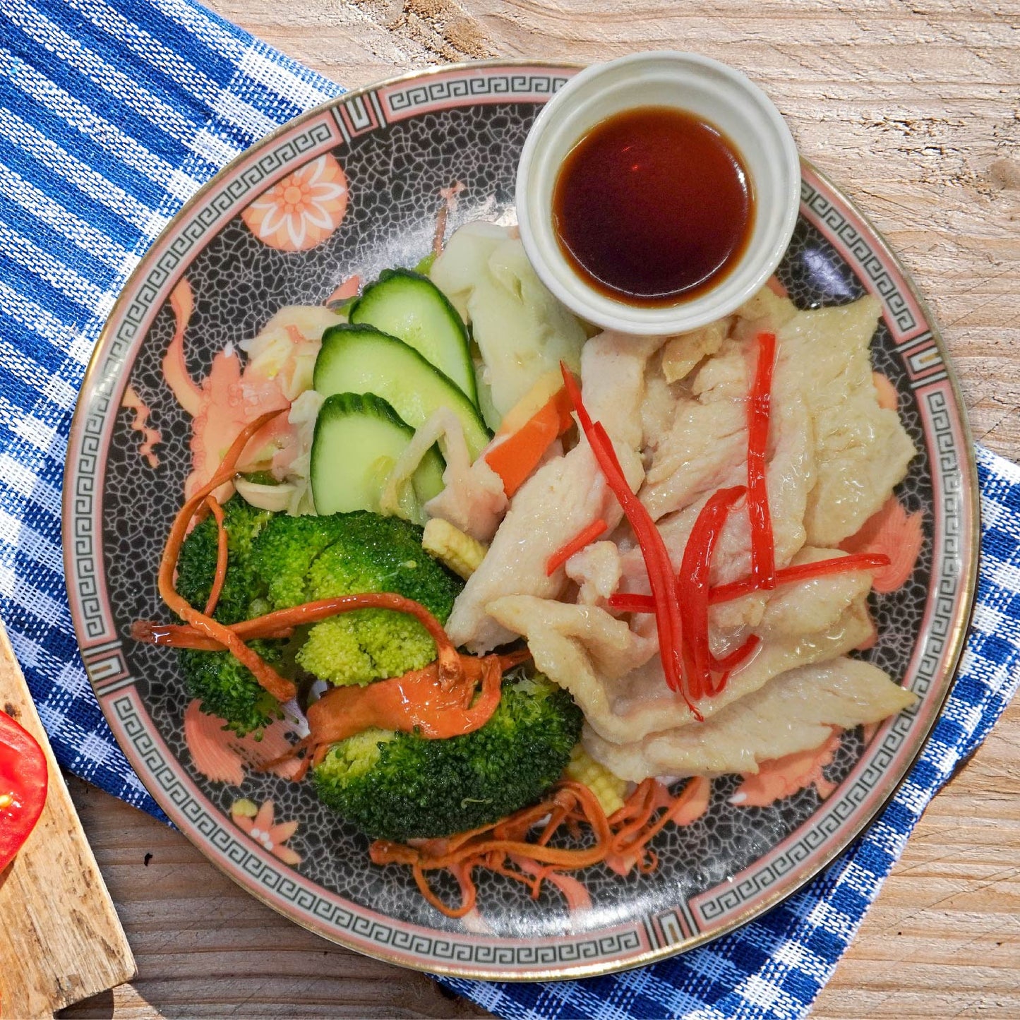 Salt Baked Chicken W/ Chinese Green And Sweet Soy Sauce