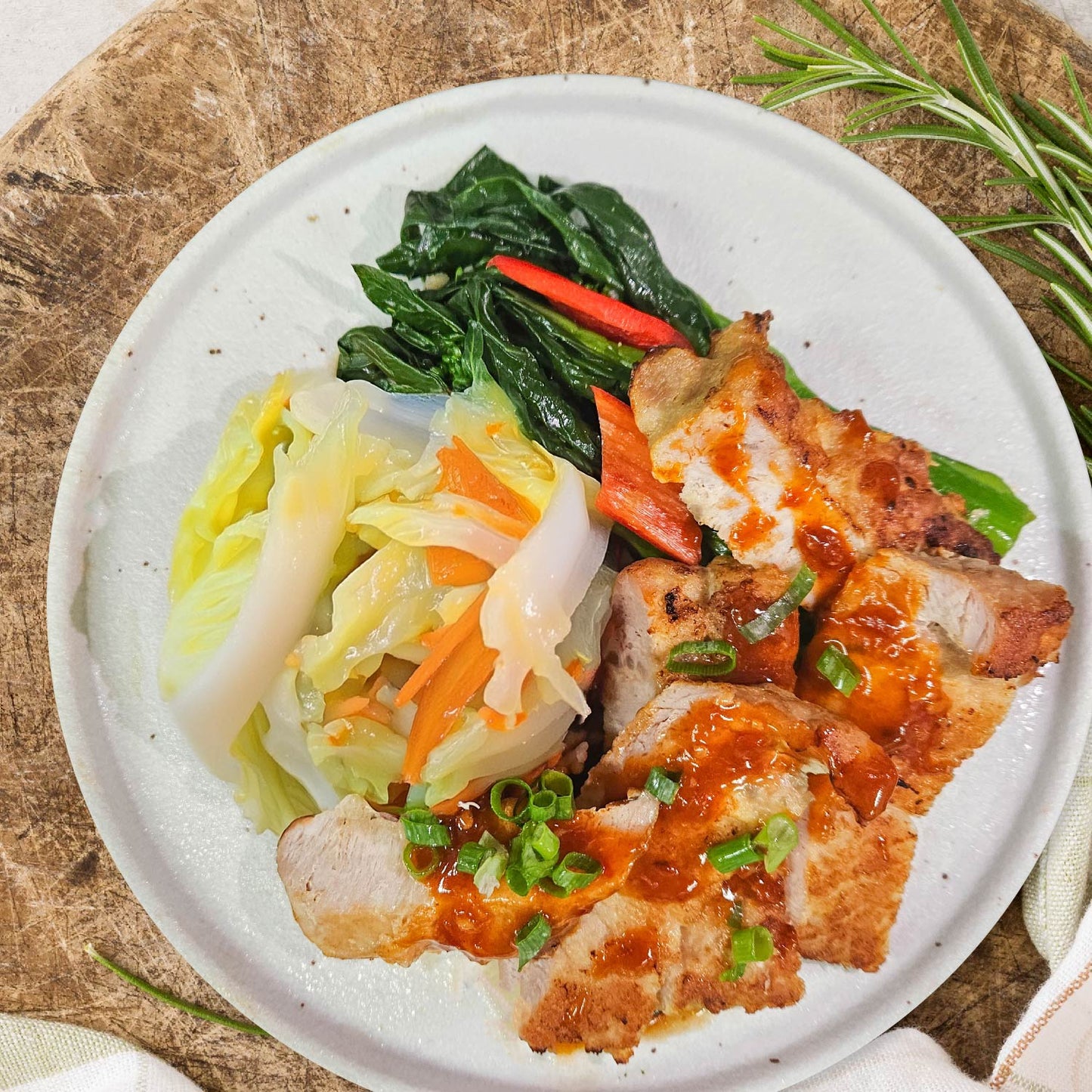 Honey Osmanthus Pork Loin W/ Seasonal Vegetables