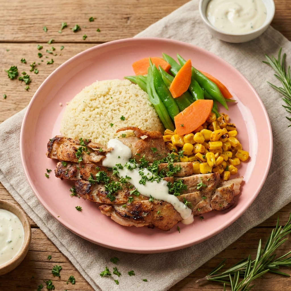 Grilled Chicken w/ Couscous & Garlic Aioli