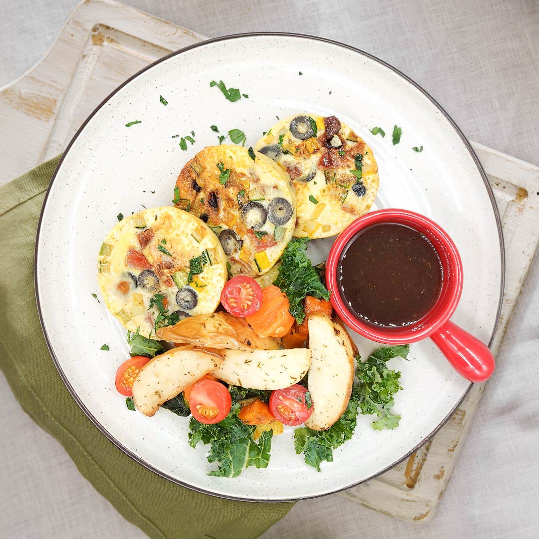 Dairy Free Bacon And Egg Quiche w/ Potato Hash