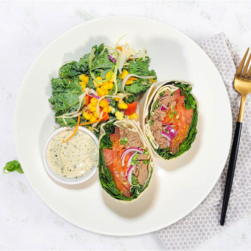 健康吞拿魚卷配混合綠色沙拉