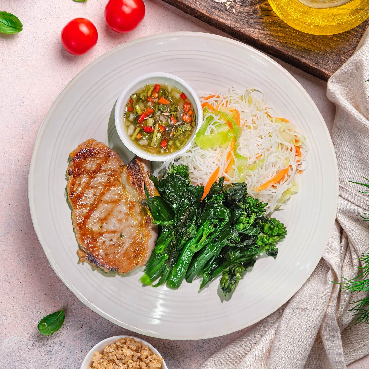 B. Vietnamese Lean Pork Loin Healthy Noodles W/ Seasonal Vegetables