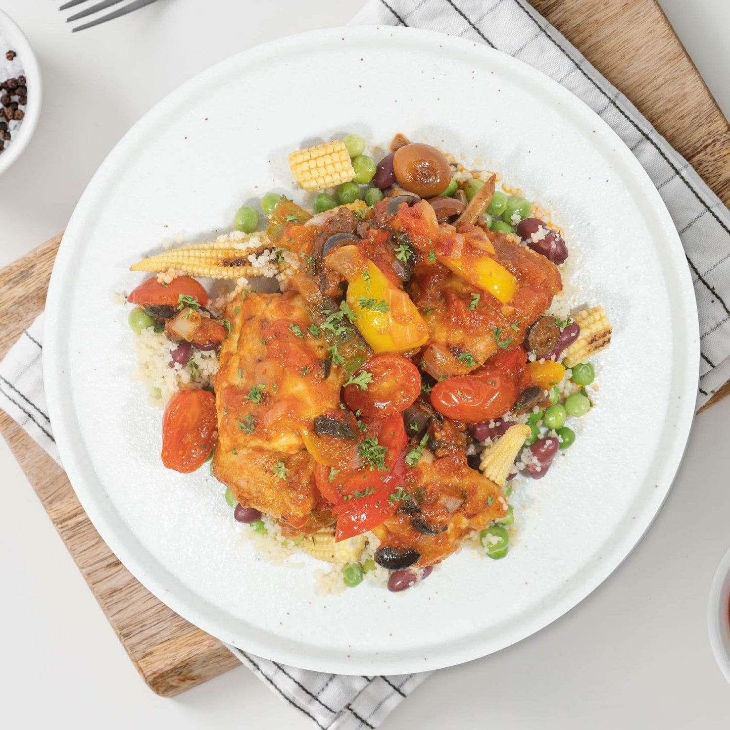 Spanish Seafood Paella W/ Seasonal Vegetables And Quinoa Mix Cous Cous