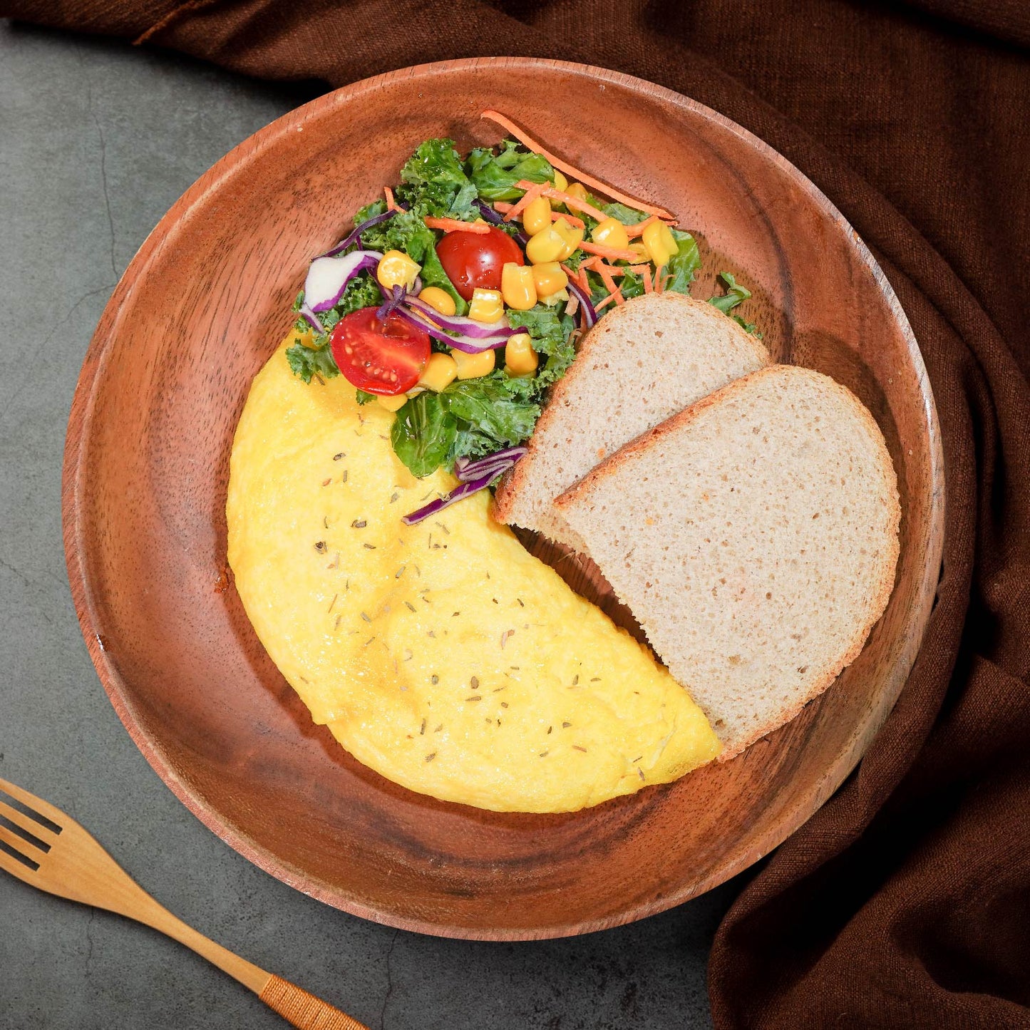 Lean Pork Loin And Mushroom Omelette W/ Rye Bread