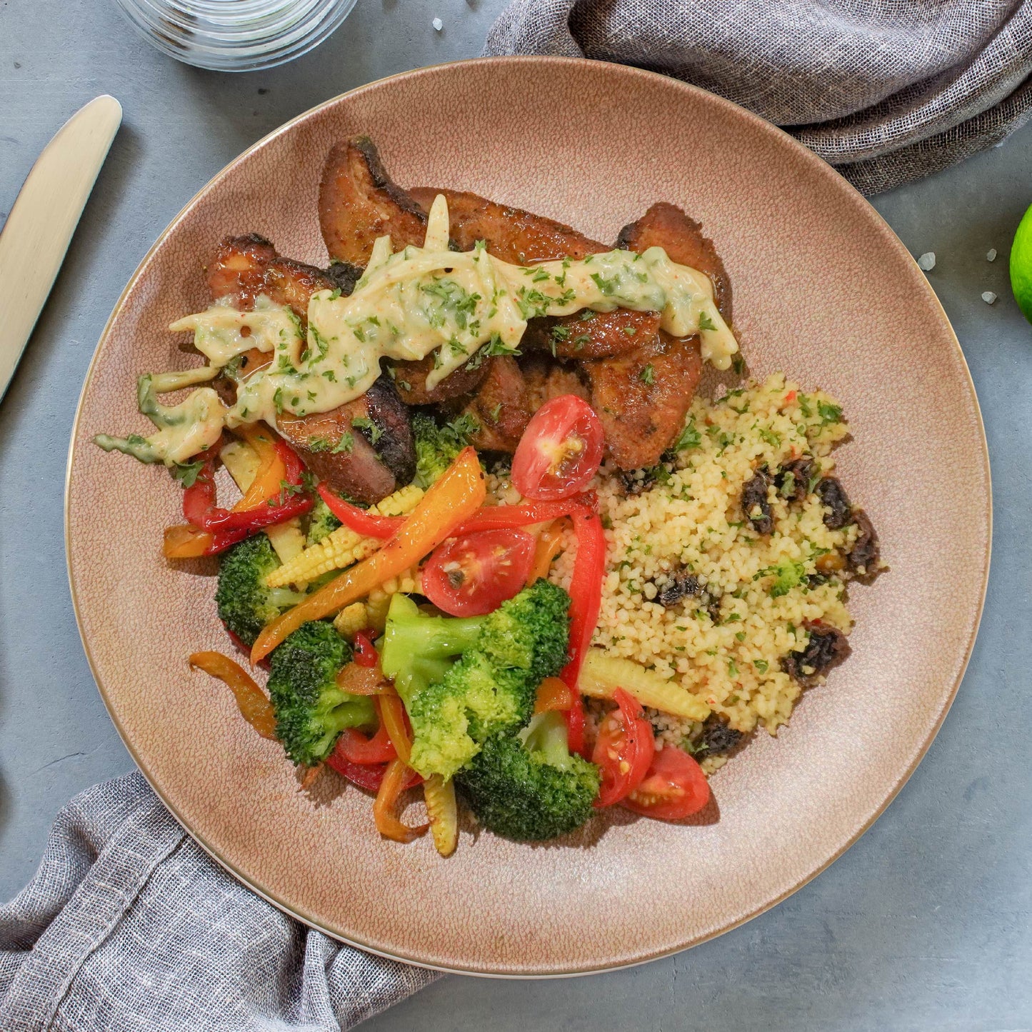Indian Curry Duck W/ Raisin Couscous And Raita Dressing