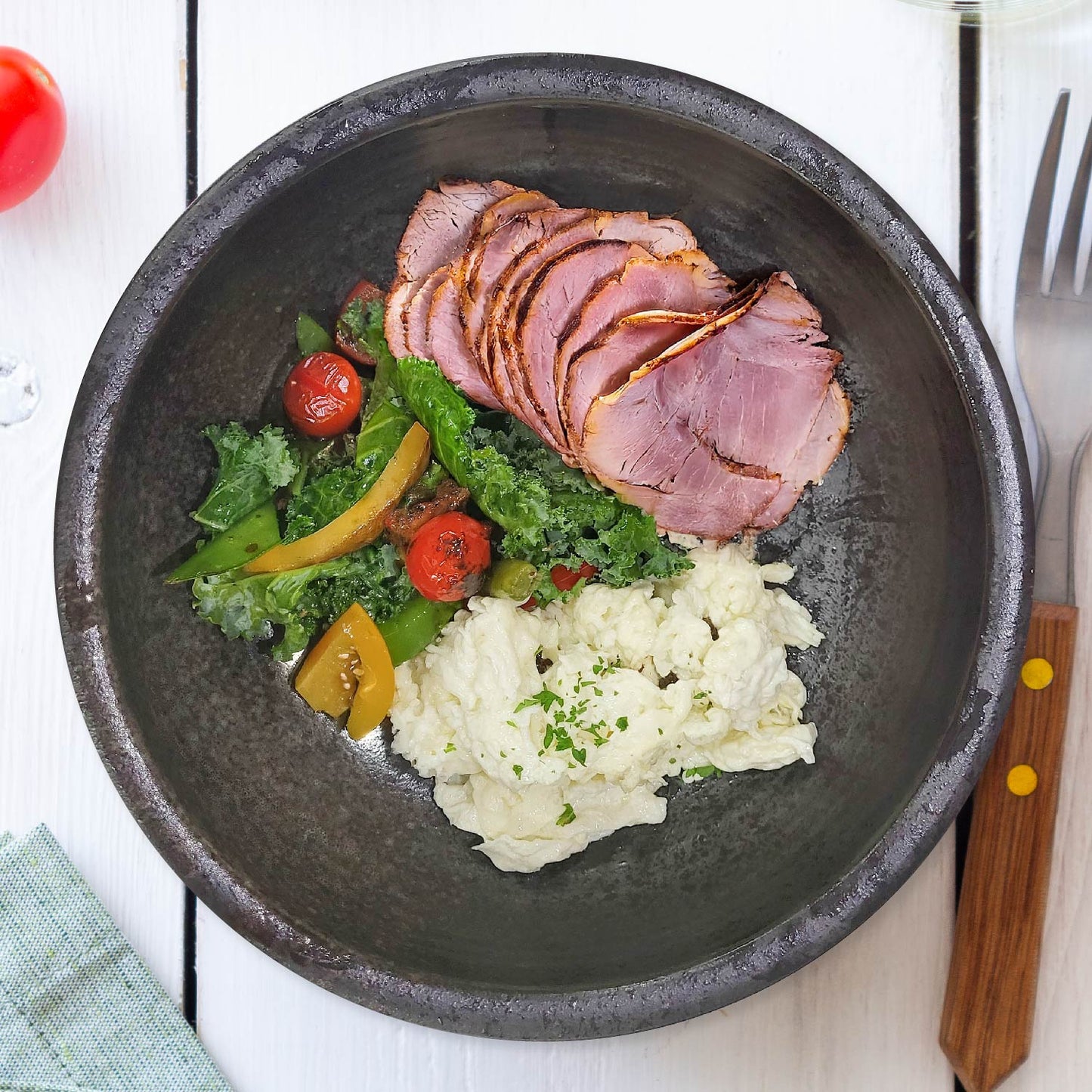Egg Whites W/ Roast Gammon Ham and Seasonal Vegetables