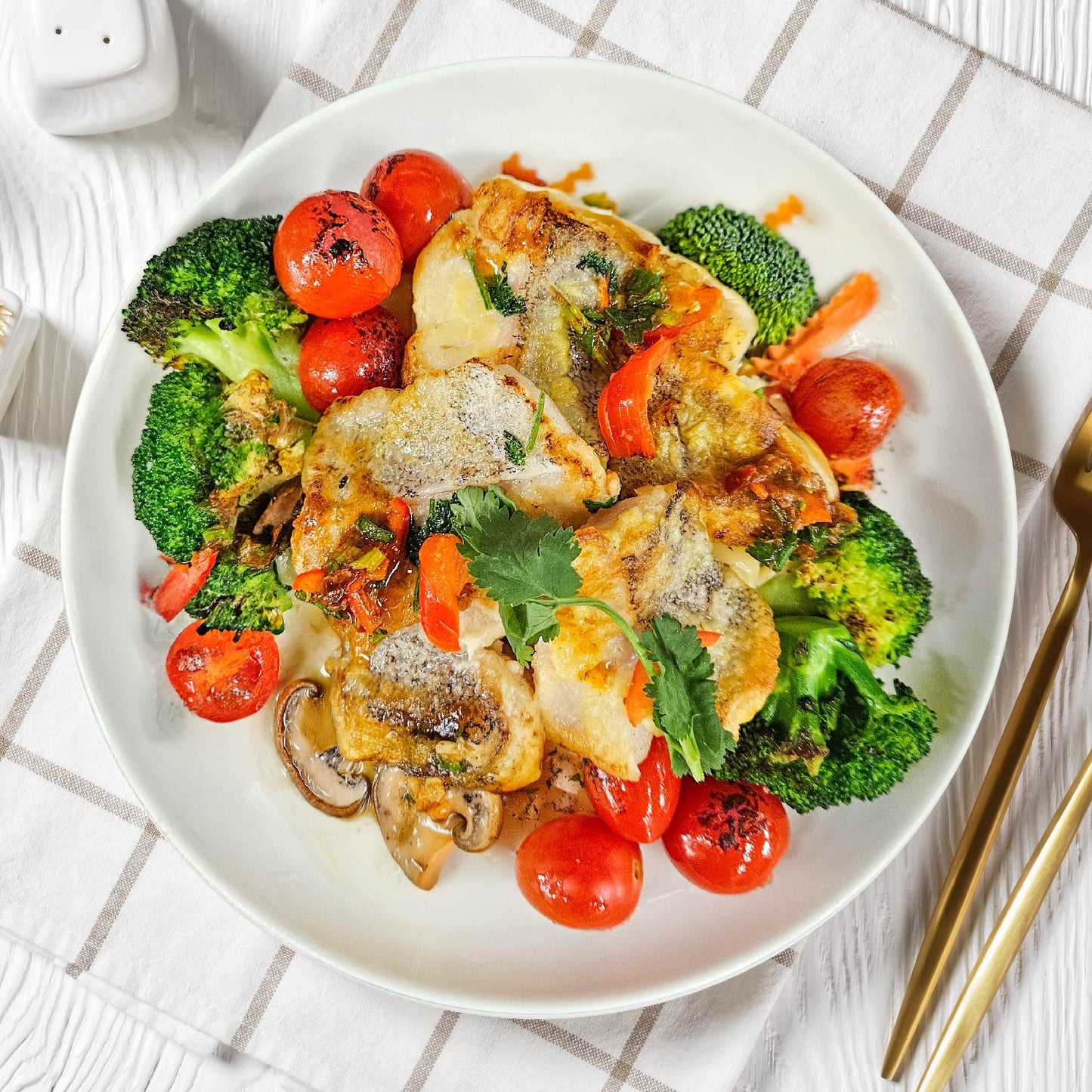 Grilled Snapper Fillet W/ Healthy Greens And Salsa Verde