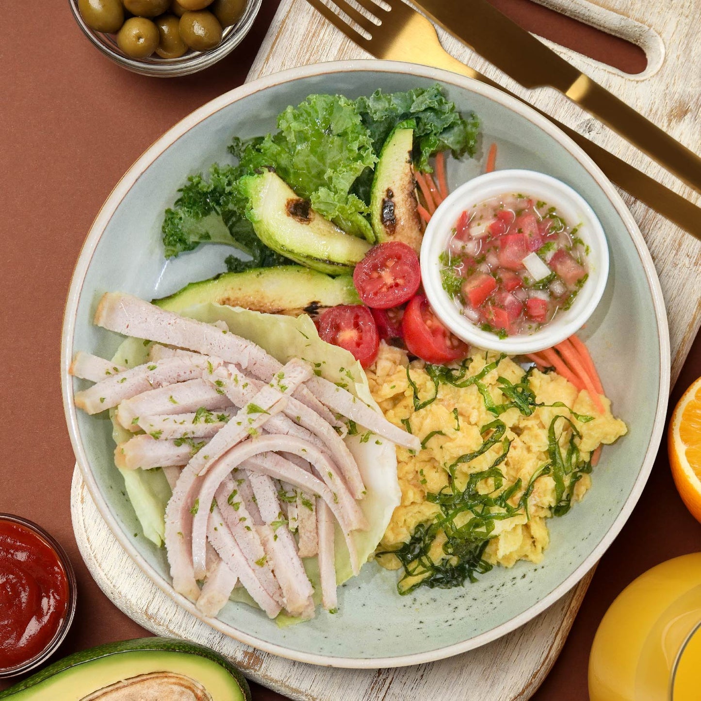 Mexican-Style Scrambled Eggs W/ Pulled Pork And Tomato Salsa