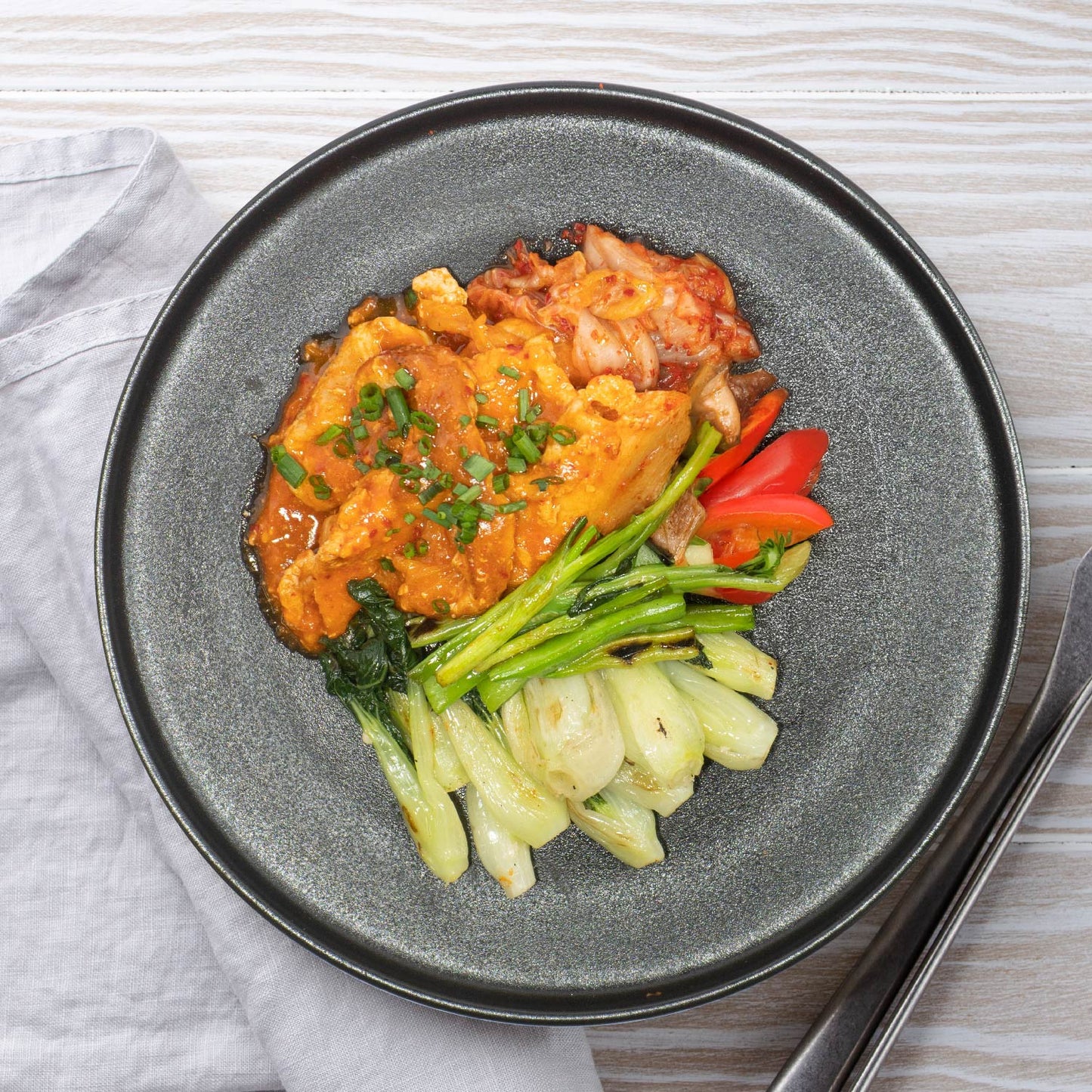 Stir Fried Kimchi W/ Lean Pork Loin, Sautee Vegetables