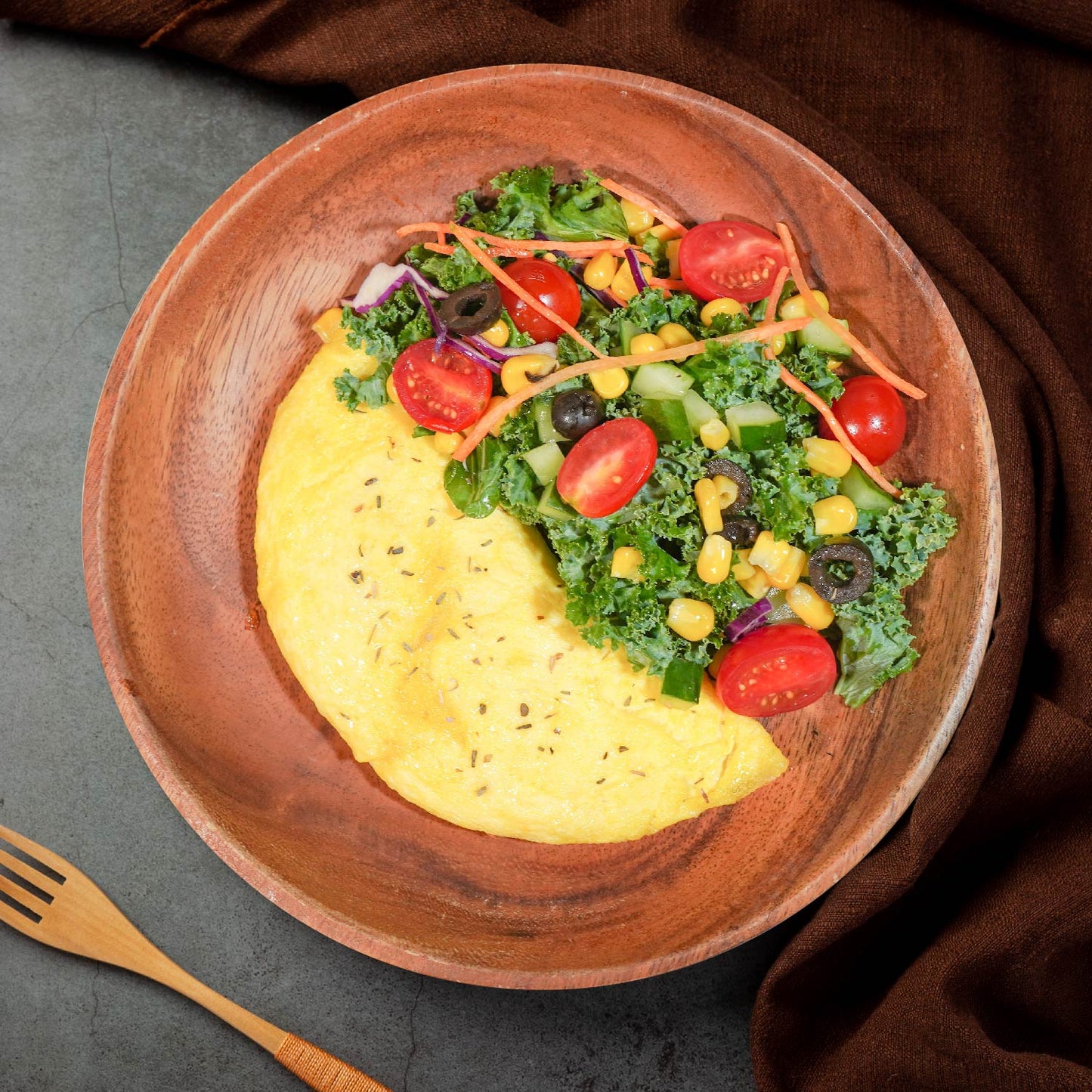 Lean Pork Loin And Mushroom Omelette W/ Kale Salad