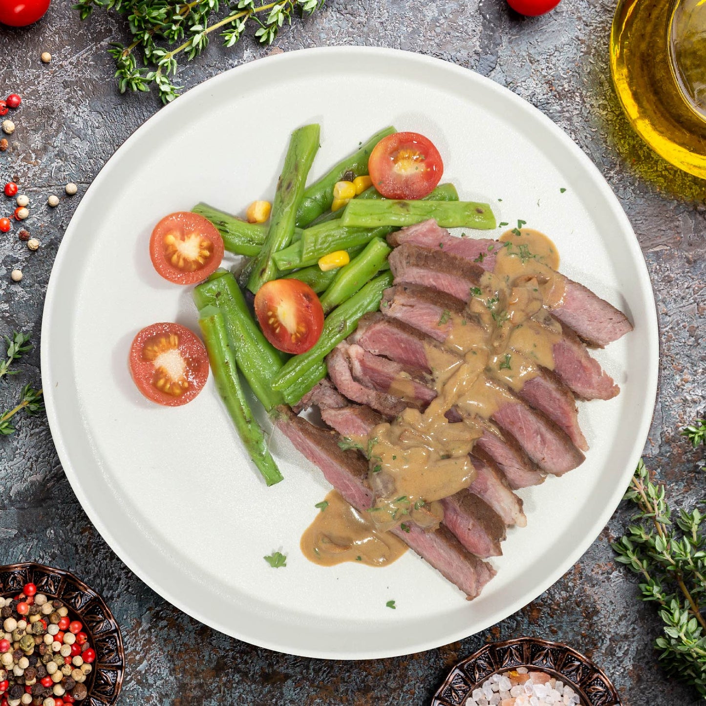 Grilled Rib-Eye Steak W/ Sautee Vegetables And Bordelaise Sauce