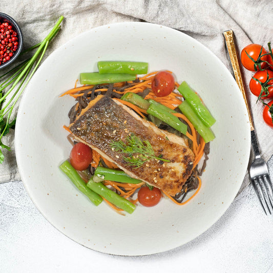 Grilled Bang Bang Salmon W/ Asian Vegetables And Low-Fat Sesame Sauce
