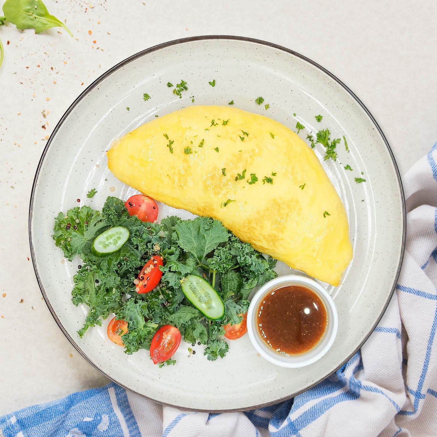 Mediterranean Beef Omelette W/ Greek Salad