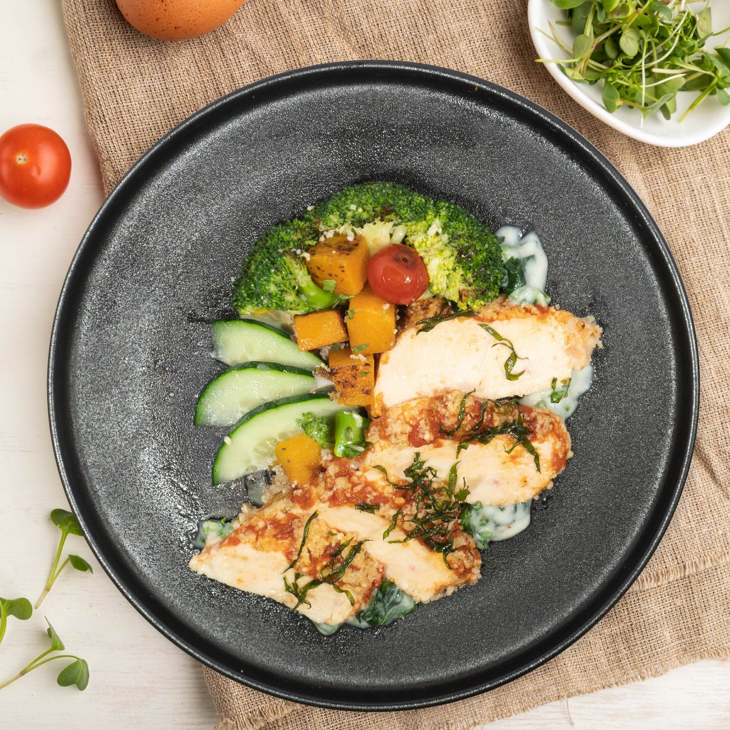 Slow Cooked Tuscan Style Chicken Breast W/ Roast Vegetables