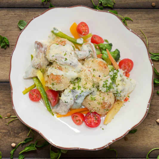 Healthy Chicken And Mushroom "Alfredo" W/ Seasonal Vegetable
