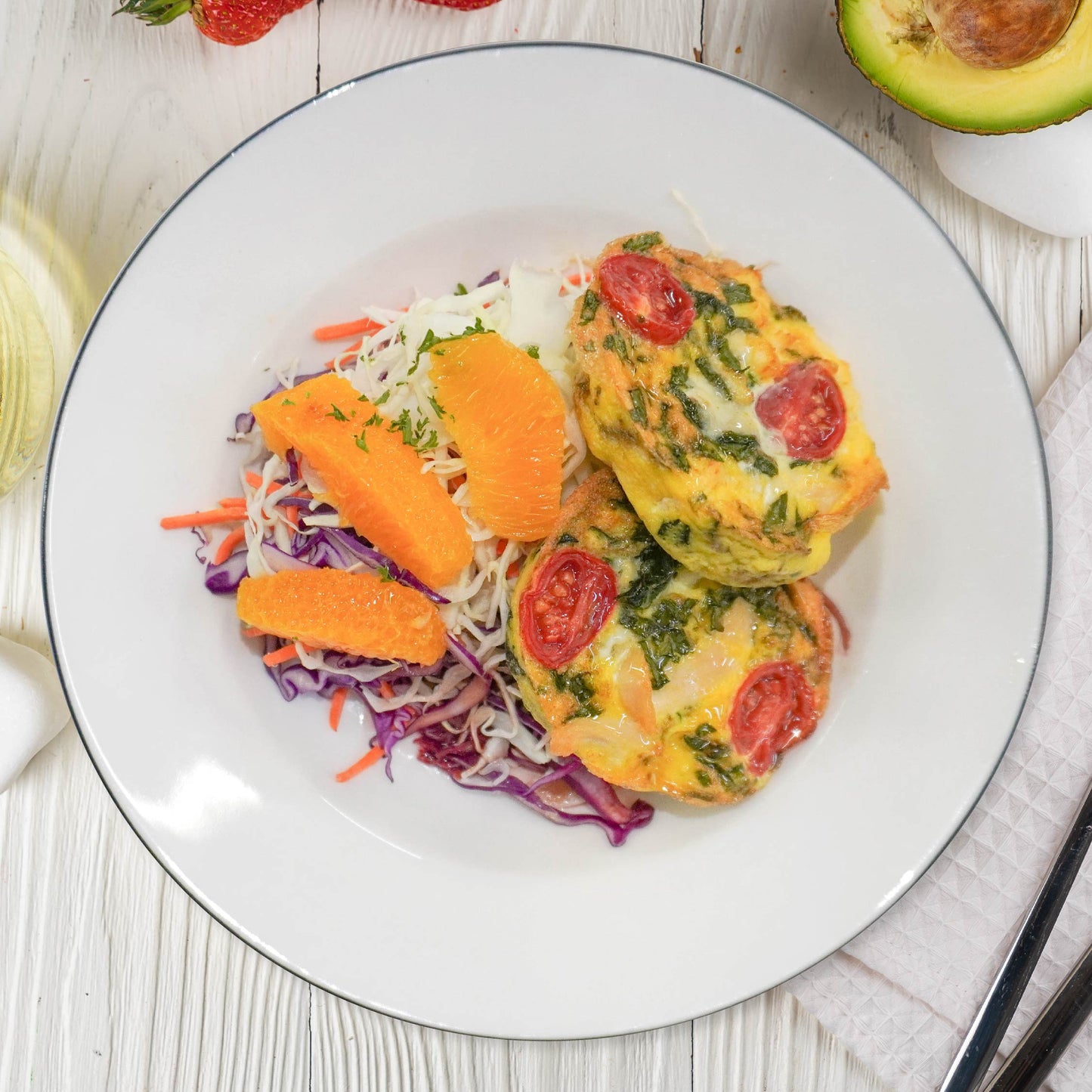 Turkey And Egg Muffins W/ Orange Vinaigrette Coleslaw