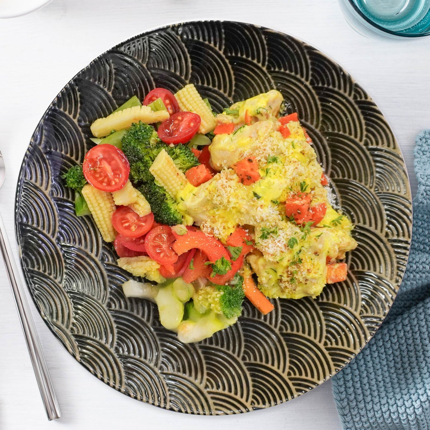 Portuguese Style Baked Chicken W/ Seasonal Vegetabble