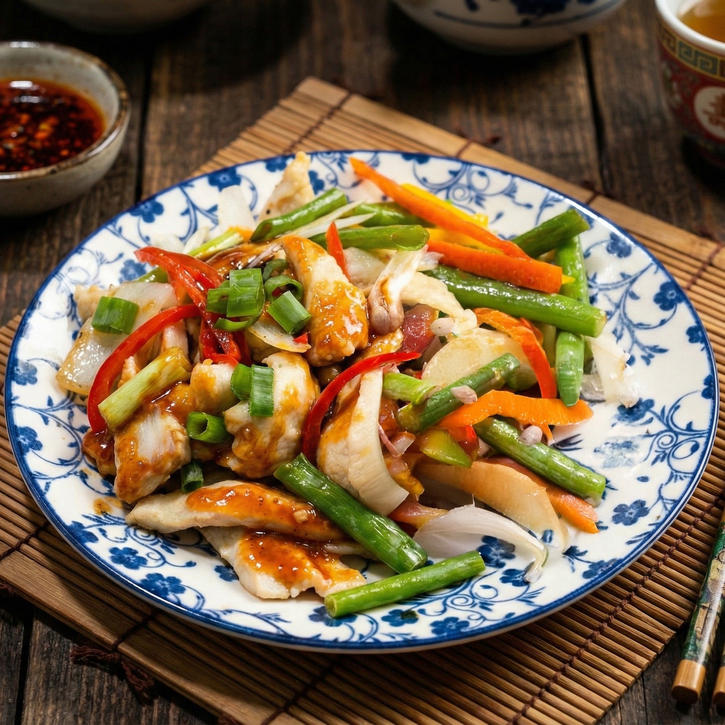 Scallion Ginger Chicken Claypot W/ Stir Fried Vegetable