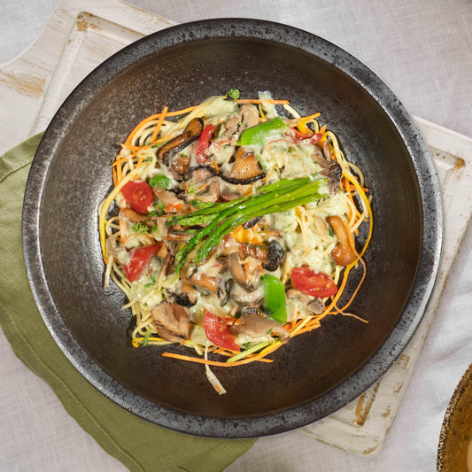 A. Assorted Mushroom Linguine Low-Fat Truffle Carbonara W/ Seasonal Vegetables