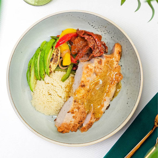 Grilled Pork Loin w/ Couscous & Honey Mustard Sauce (Thur)