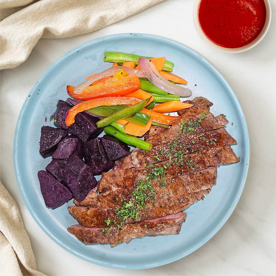 Grilled Ribeye w/ Sweet Potato & Texas BBQ Sauce