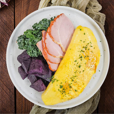 C2。 Roast Gammon Ham Omelette with Sweet Potato 烤金門火腿危列配番薯 (星期一)