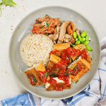 D1。 Grilled Tofu Bibimbap with Brown Rice 韓國烤豆腐拌糙米 (週三)