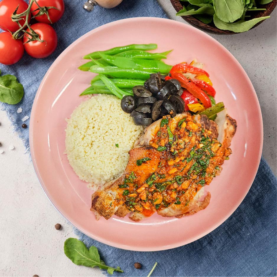 Grilled Chicken w/ Couscous & Chermoula Sauce
