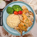 L2。 Grilled Hormone-Free Chicken w/ Brown Rice 烤無牛皮雞扒配糙米飯 (送3個)