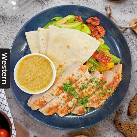 F4. Grilled Pork Loin w/ Cumin Hummus & Wholewheat Tortilla 烤豬扒配墨西哥薄餅及孜然鹰嘴豆泥 (Delivery 1)