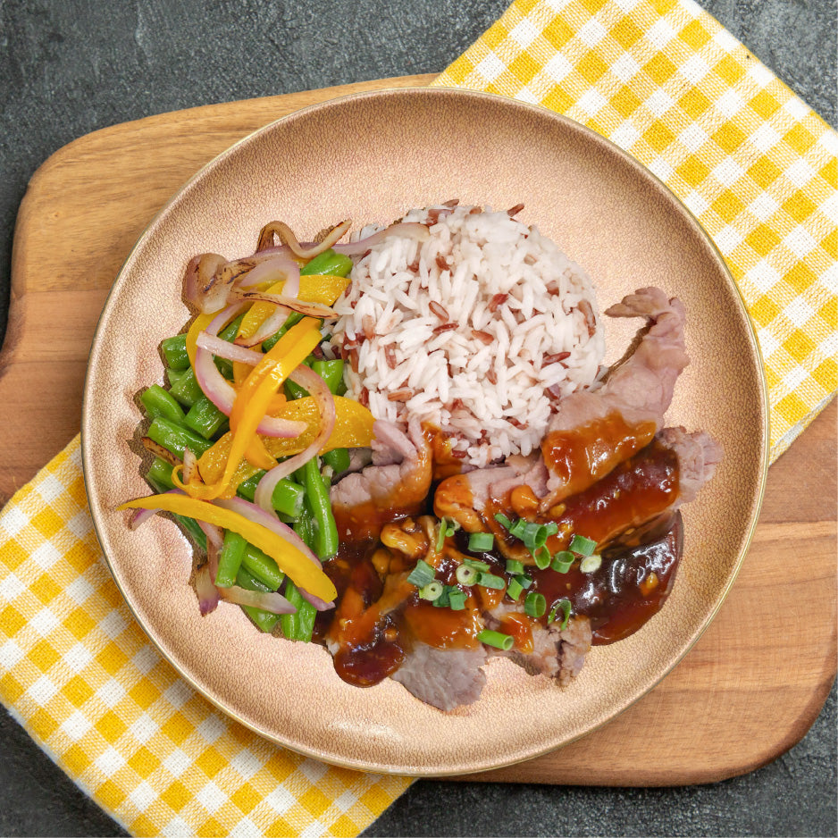 Asian Black Bean Beef Stir Fry w/ Mixed Grains