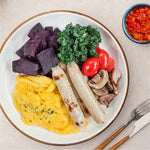 R6. Scrambled Eggs w/ Lean Chicken Sausages & Sweet Potatoes (Tue)