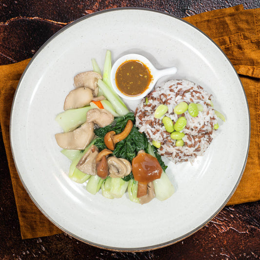 D. Healthy Satay Mix Vegetables With Edamame Mix Rice