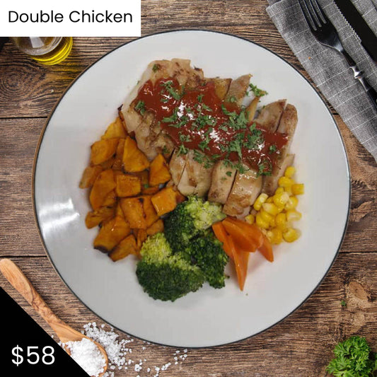 LK2. Healthy Korean "Grilled" Chicken with Roast Sweet potato(Double Chicken)(Spicy)